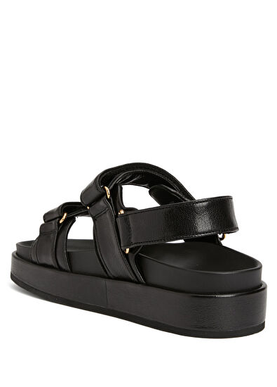 Siyah Kadın Deri Sandalet - Görsel 4