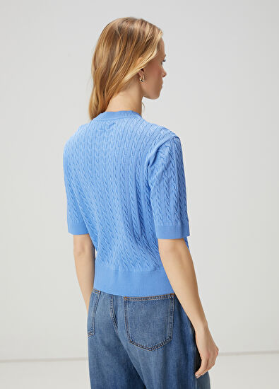 Beymen Club Mavi Saç Örgü Hırka - 5