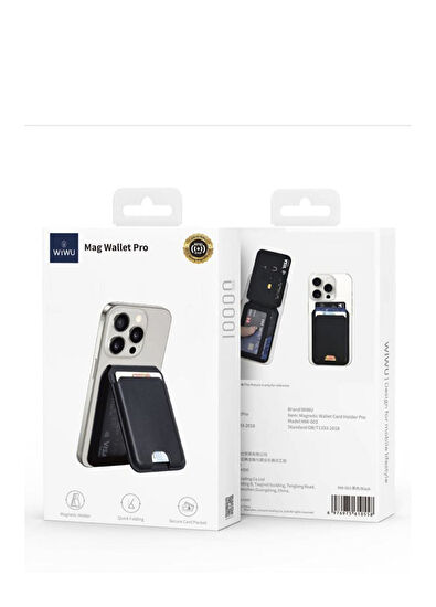 Wiwu MW-003 Magsafe Compatible Stand Black Leather Wallet - 7