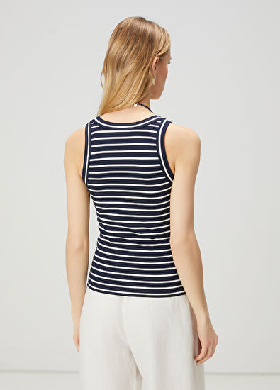 Beymen Club Navy Blue White Striped Tank Top - 5