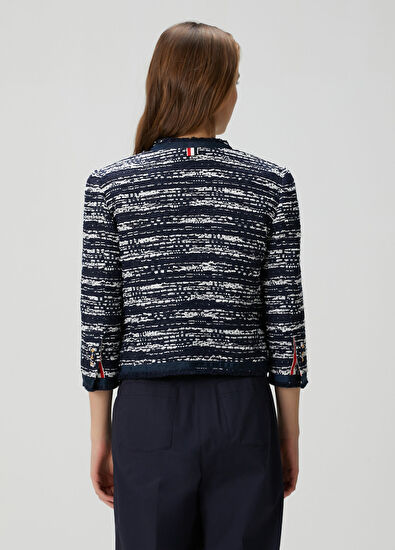 Thom Browne Lacivert Tweed Ceket - 4