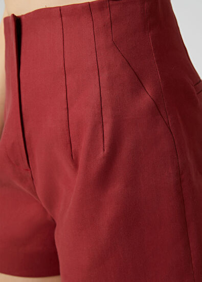 Beymen Club Kiremit Pens Detaylı Keten Şort - 5