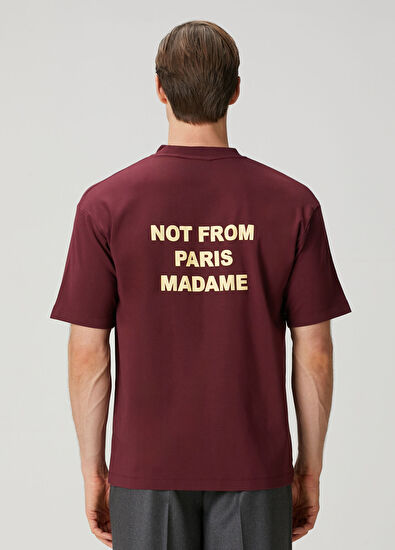 Drôle De Monsieur Bordo Logo Baskılı T-shirt - 4