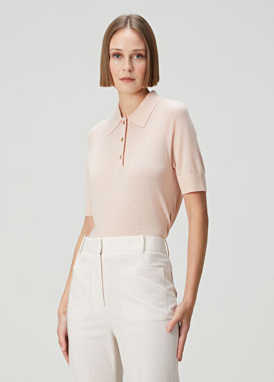 Victoria Beckham Pembe Yün Polo Triko - 3