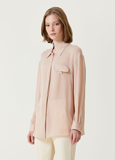 Emporio Armani Pudra İpek Gömlek - 3