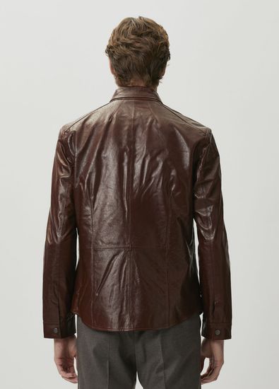 John Varvatos Kadd Kahverengi Deri Gömlek - 4