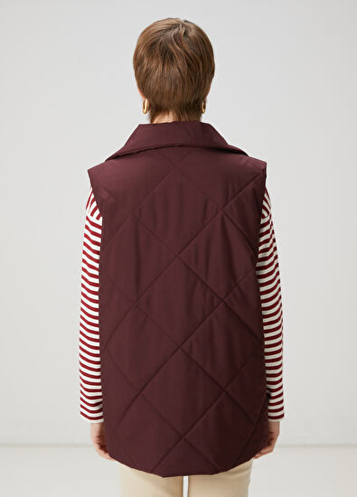 Beymen Club Mürdüm Kapitoneli Kruvaze Yelek - 4