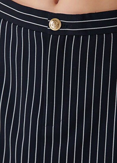 Frame Denim Lacivert Çizgili Mini Denim Etek - 4
