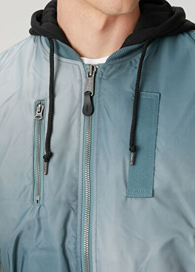 Mavi Kapüşonlu Degradeli Flight Mont - Görsel 6