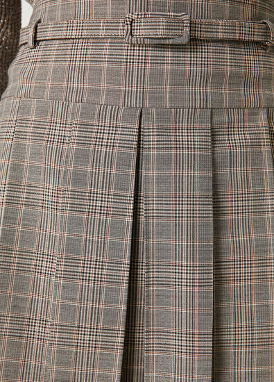 Beymen Club Gri Ekoseli Mini Yün Etek - 5