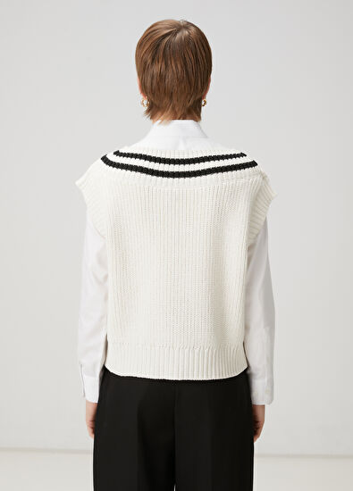 Beymen Club Siyah Beyaz Şeritli Süveter - 4