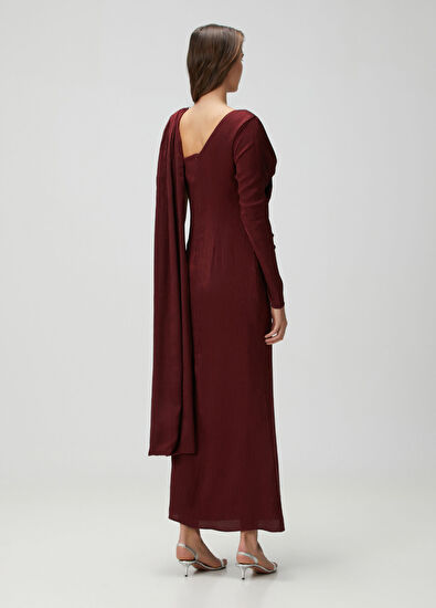 Baobab Kuma Bordo Maksi Abiye Elbise - 4