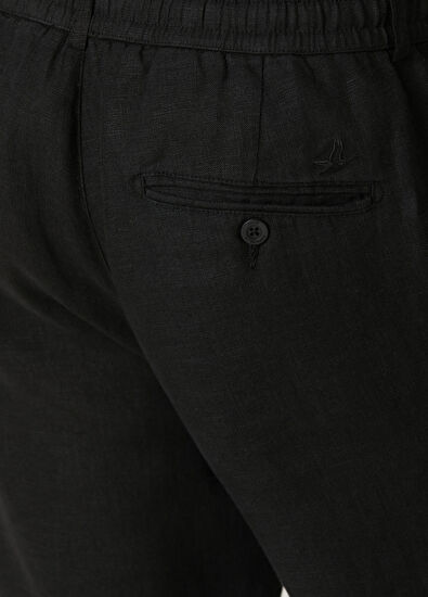 Beymen Club Siyah Beli Kordonlu Keten Pantolon - 5
