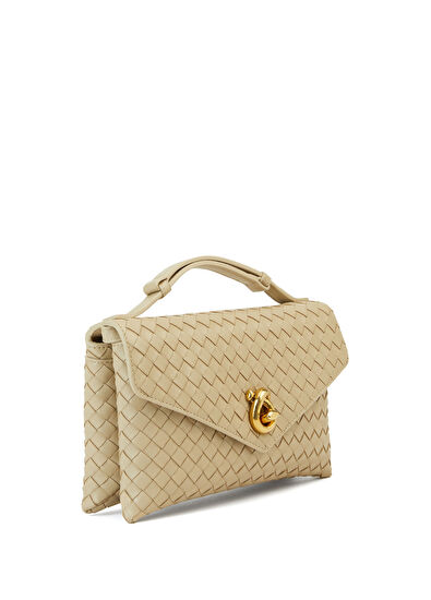 Knot Lock Bej Kadın Deri Çanta - Görsel 4