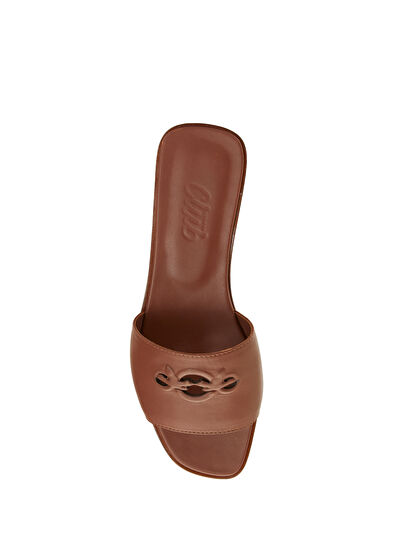 Beymen Club Taba Logo Detaylı Kadın Deri Terlik - 4