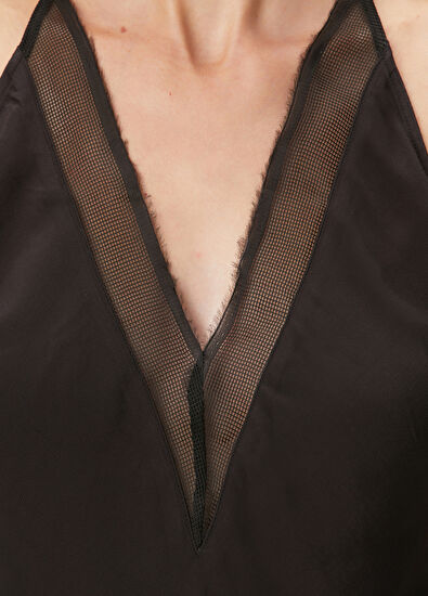 St. Agni Siyah Tül Garnili Bluz - 5