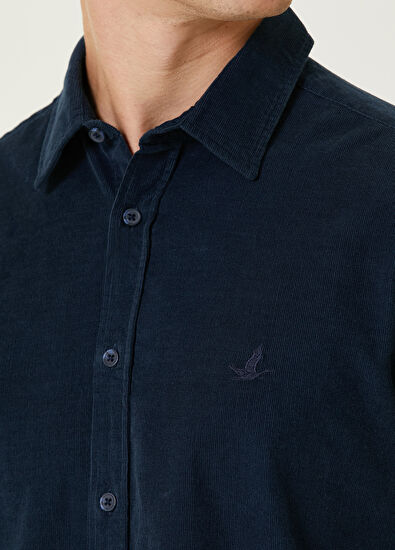 Beymen Club Comfort Fit Lacivert Kadife Corduroy Gömlek - 6