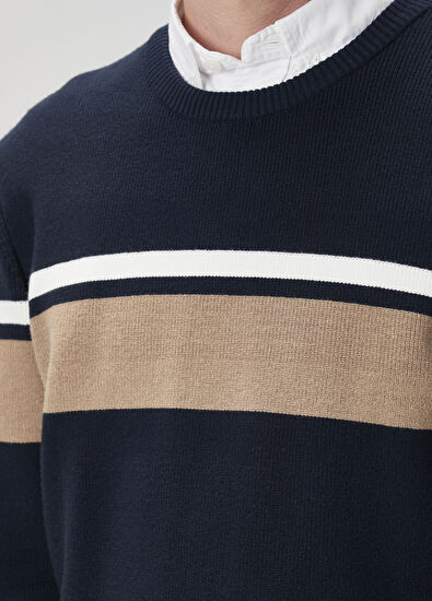 Beymen Club Navy Blue Stripe Jacquard Sweater - 6