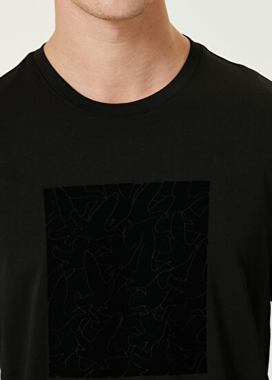 Beymen Club Siyah Flok Monogram Baskılı T-shirt - 6