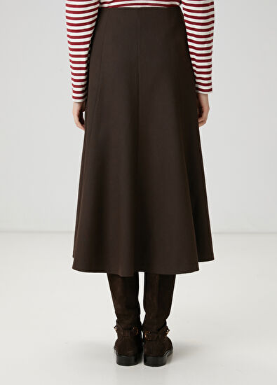 Beymen Club Kahverengi Midi Kloş Etek - 4