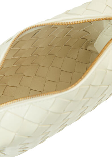 Ekru Örgü Dokulu Kadın Deri Çanta - Görsel 6