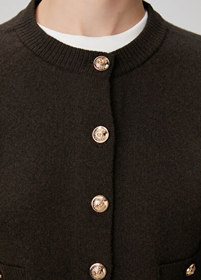 Beymen Club Koyu Kahverengi Yün Triko Hırka - 5