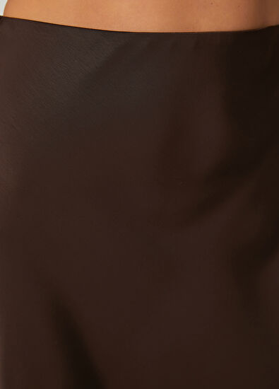 Beymen Club Brown Long Satin Evaze Skirt - 5