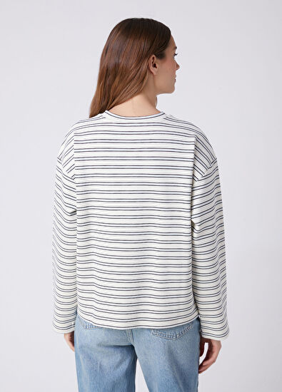Beymen Club Lacivert Çizgili Sweatshirt - 5