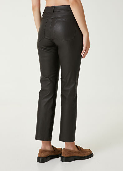 Beymen Club Skinny Fit Brown Leather Pants - 6