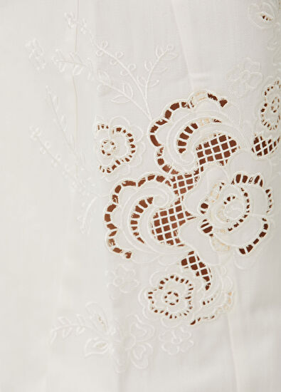 AJE Halo White Embroidered Trousers - 7