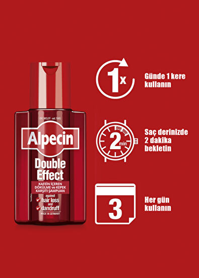 Alpecin Double Effect Kafeinli Dökülme ve Kepek Karşıtı 2'li Şampuan Seti 2 x 200 ml - 4
