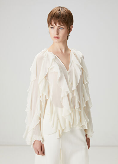 Beymen Club Ekru Fırfırlı Gömlek - 5