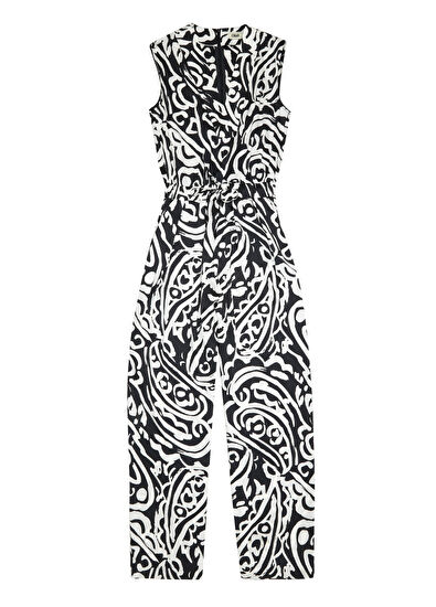 Beymen Club Siyah Beyaz Şal Desenli Uzun Tulum - 7