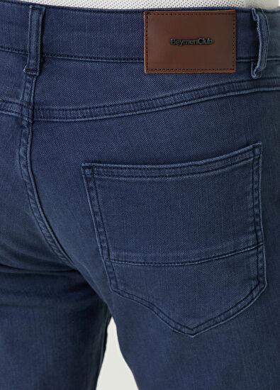 Beymen Club Slim Fit Gray Blue Medium Knit Jeans Pants - 5