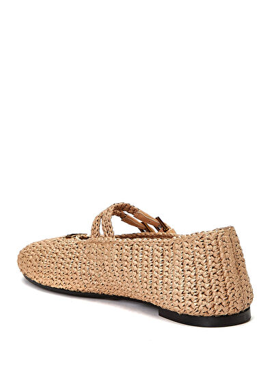 Beymen Club Mary Jane Nude Raffia Ballet Flats - 3