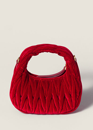Miu Miu Wander Matelassé Kırmızı Kadife Kadın Mini El Çantası - 5