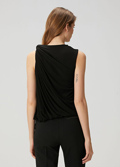 McQueen Siyah Drapeli Bluz - 4