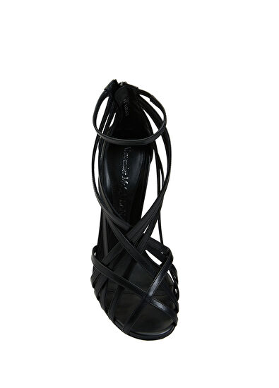 McQueen Armadillo Siyah Kadın Deri Sandalet - 4