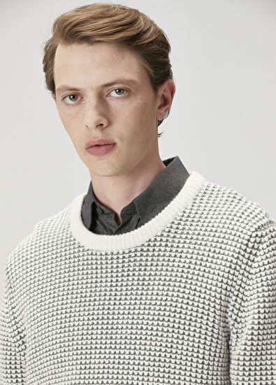 Beymen Club Off-White Textured Wool Sweater - 6