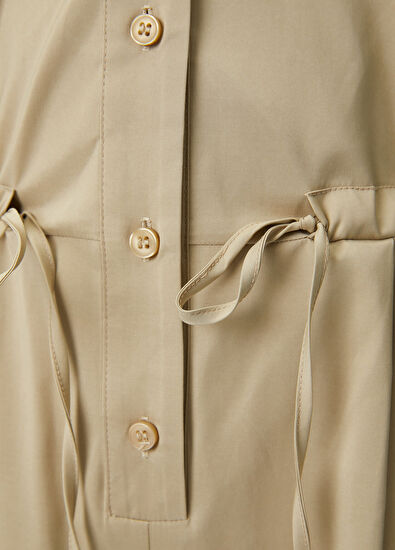 Beymen Club Beige Crystal Logo Long Shirt Dress - 7