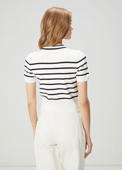 Beymen Club Navy Blue White Striped Cardigan - 5