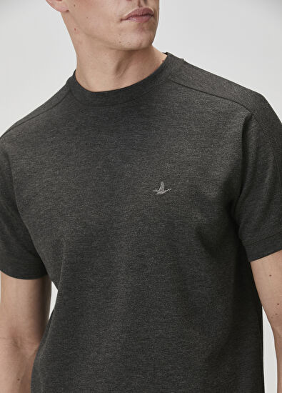 Beymen Club Antrasit Logo Nakışlı Scuba T-shirt - 6