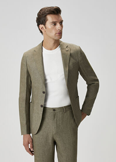 Beymen Club Light Khaki Linen Jacket - 3