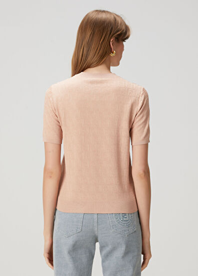 Fendi Pembe Logo Motifli Triko - 4