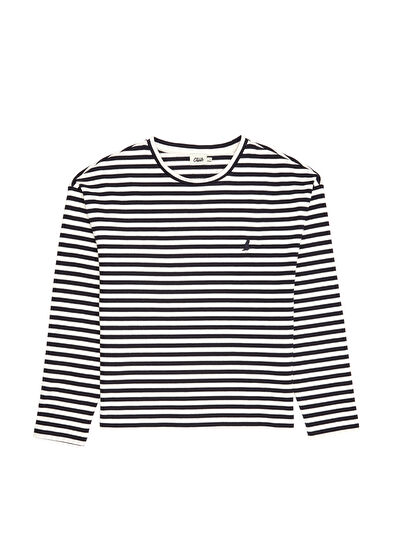 Navy Blue White Striped Sweatshirt Beymen Club Navy Blue White Striped Sweatshirt - 7