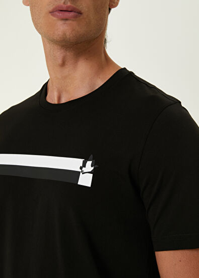 Beymen Club Black Injection Stripe Printed Logo T-shirt - 5