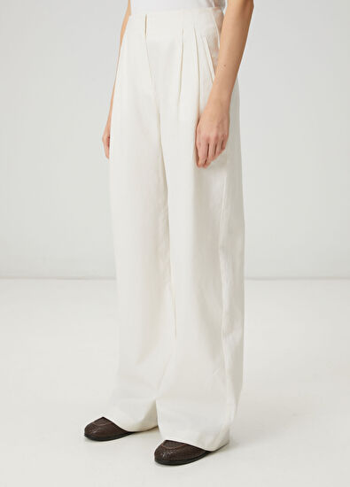 Beymen Club Off-white linen palazzo trousers - 3