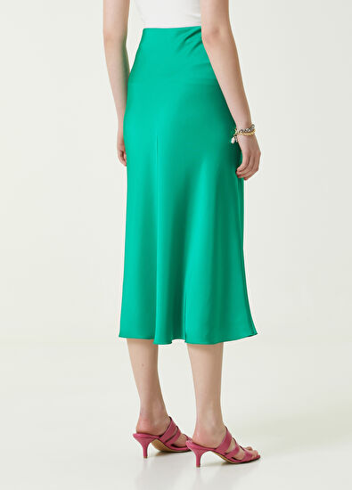 Beymen Club Yeşil Midi Evaze Saten Etek - 6