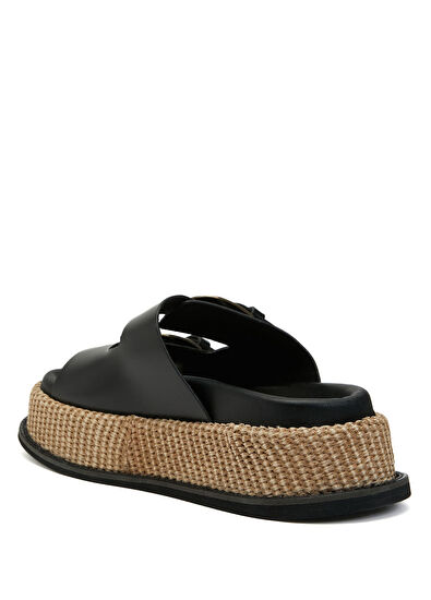 Beymen Club Black Jute Soles Womens Leather Slippers - 3