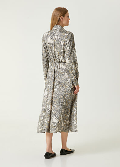 Beymen Club Ecru Paisley Patterned Midi Shirt Dress - 6